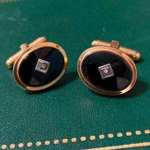Vintage Hayward Gold Filled Onyx Oval Cufflinks